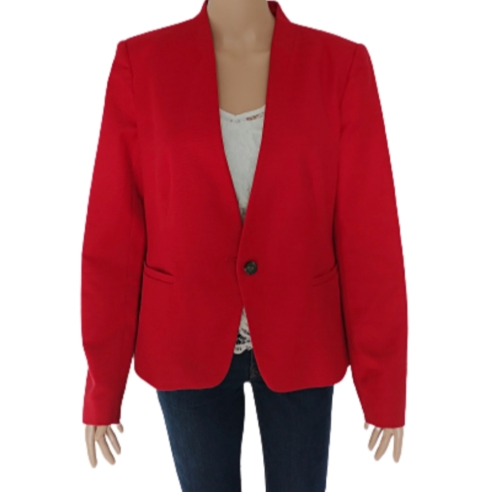LOFT Women's Crepe One Button Stand Collar Jacket size 10